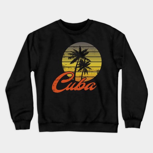 Cuba Vintage Retro 70s Throwback Surf Crewneck Sweatshirt by sumikoric